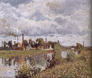 Camille Pissarro Metaponto Schwarz Schwarz suburbs River Spain oil painting artist